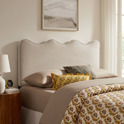 Athena stain-resistant velvet headboard in beige with an elegant curved silhouette by Modway on Tampa Home & Garden Store