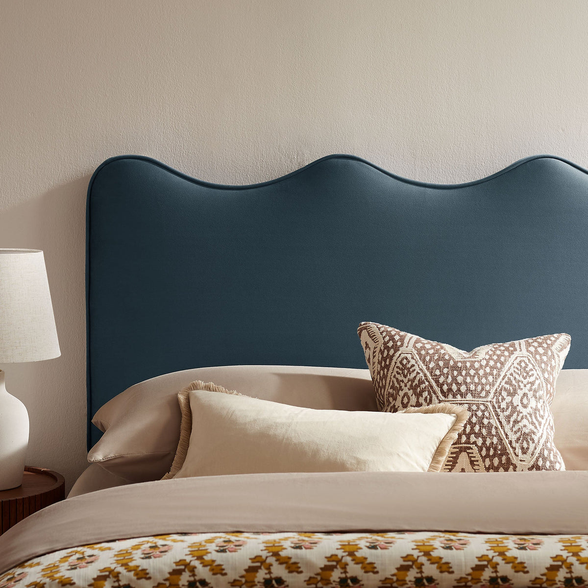 Athena stain-resistant performance velvet headboard, dark teal, curved silhouette by Modway on Tampa Home & Garden Store