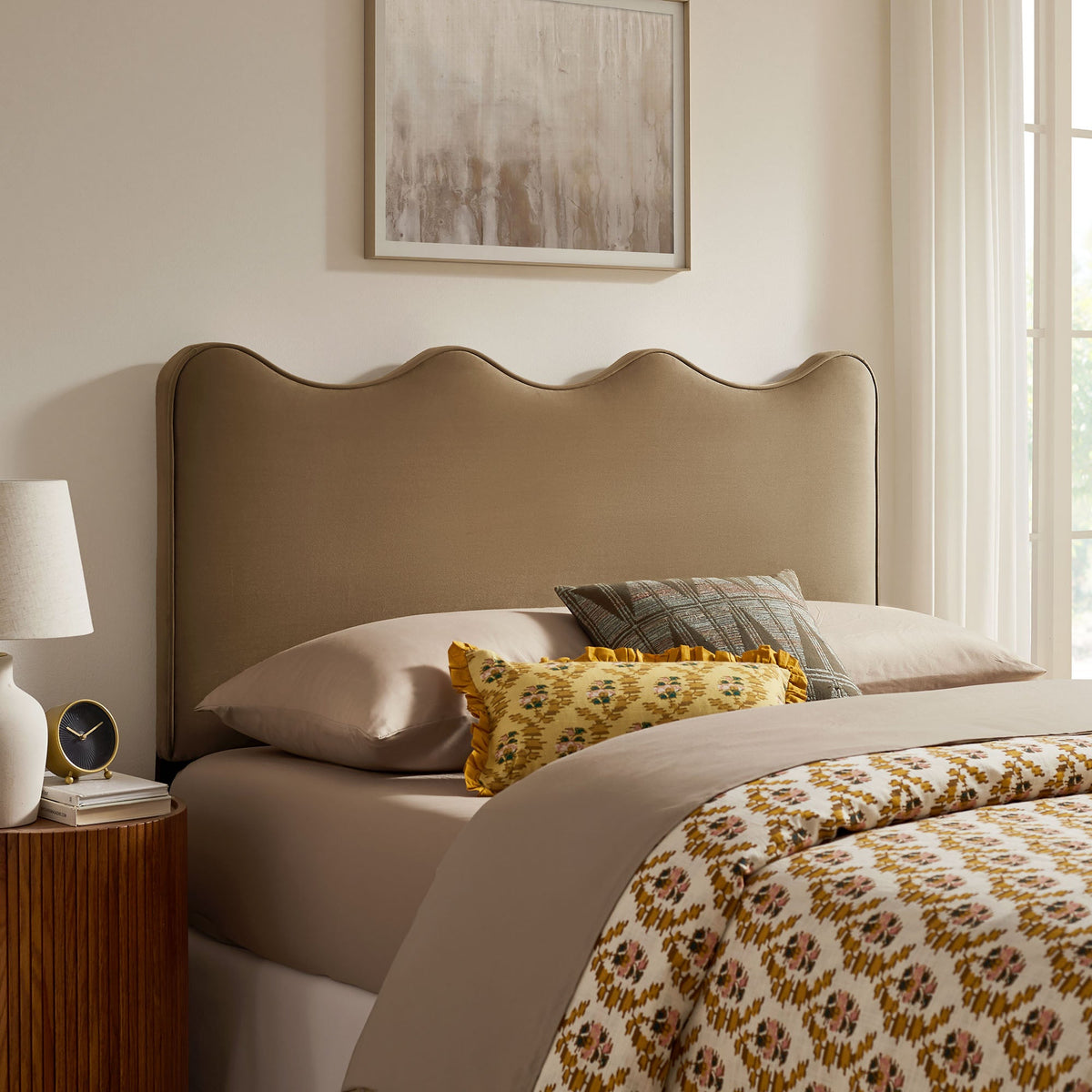 Athena stain-resistant performance velvet headboard in taupe beige by Modway on Tampa Home & Garden Store