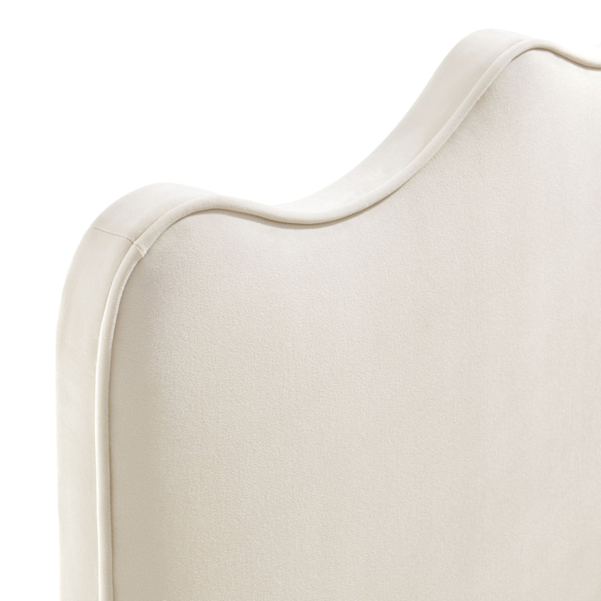 Headboard Athena stain-resistant performance velvet by HouseOfZazla in cream with piped edge on Tampa Home & Garden Store