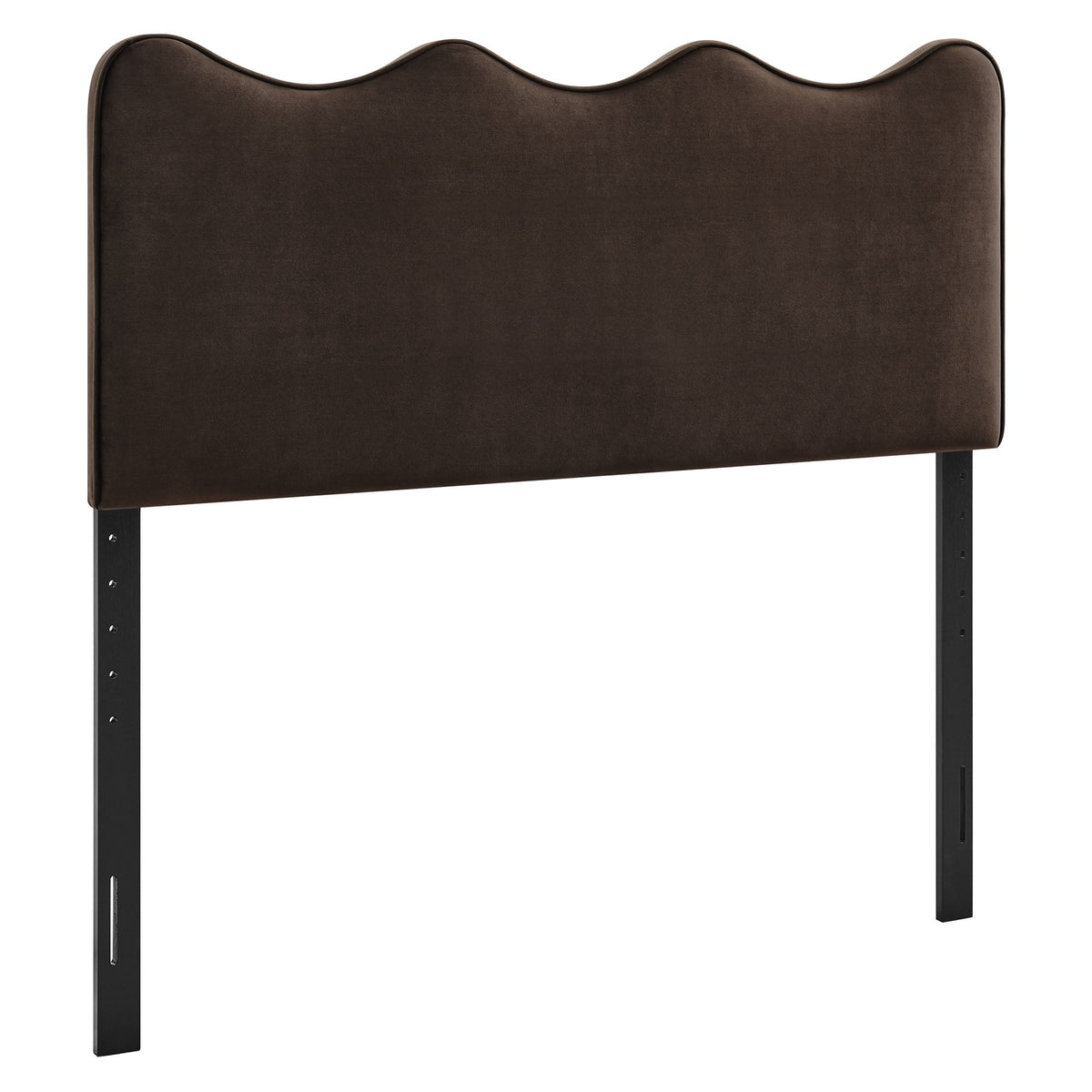 Athena headboard by HouseOfZazla, stain-resistant velvet, dark brown, scalloped top on Tampa Home & Garden Store