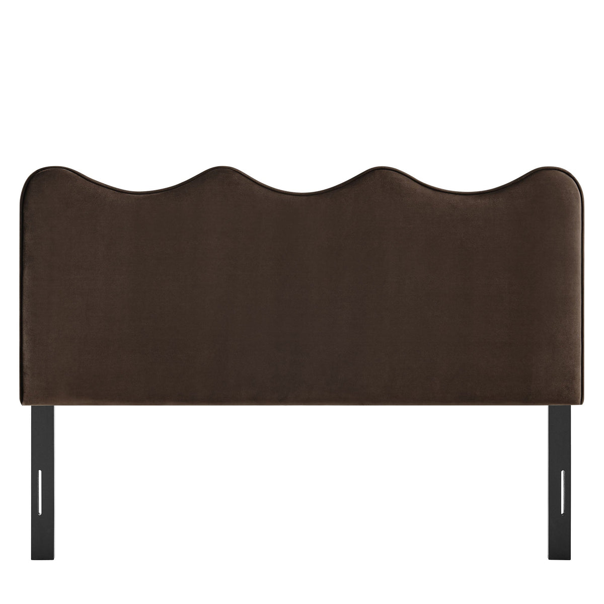 Athena stain-resistant velvet headboard in rich brown with a scalloped top edge by Modway on Tampa Home & Garden Store