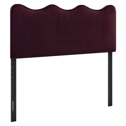 Athena headboard burgundy stain-resistant velvet with curved top and black legs Modway on Tampa Home & Garden Store