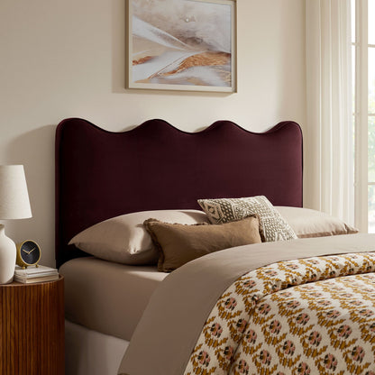 Athena stain-resistant velvet headboard by Modway, burgundy upholstery in a modern bedroom on Tampa Home & Garden Store
