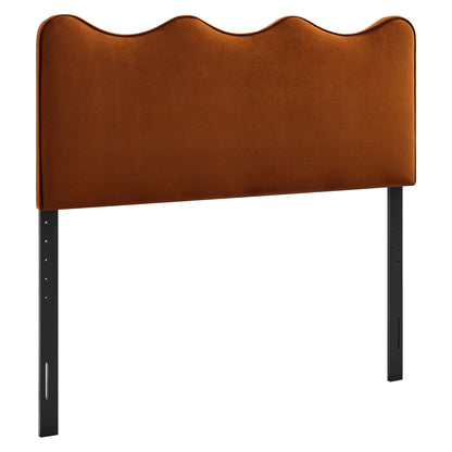 Athena Stain-Resistant Velvet Headboard by HouseOfZazla brown with black metal legs on Tampa Home & Garden Store