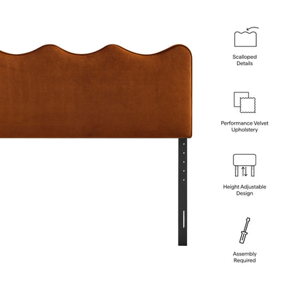 Athena Stain-Resistant Performance Velvet Headboard caramel scalloped edges HouseOfZazla on Tampa Home & Garden Store