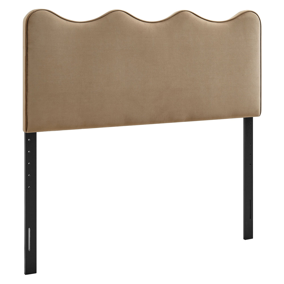 Athena stain-resistant velvet headboard in tan with black metal legs by Modway on Tampa Home & Garden Store
