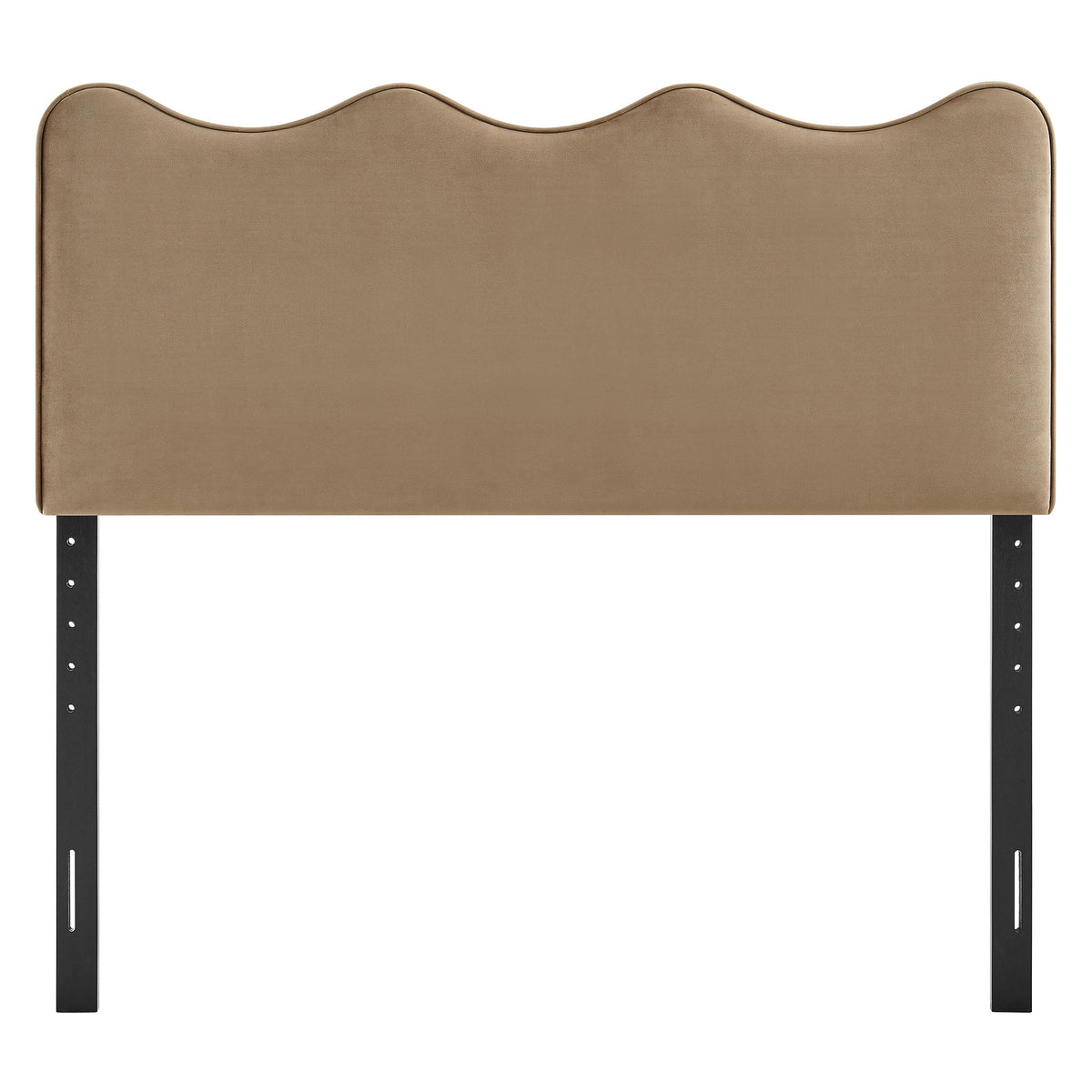 Athena stain-resistant velvet headboard, tan upholstery with scalloped top, Modway on Tampa Home & Garden Store