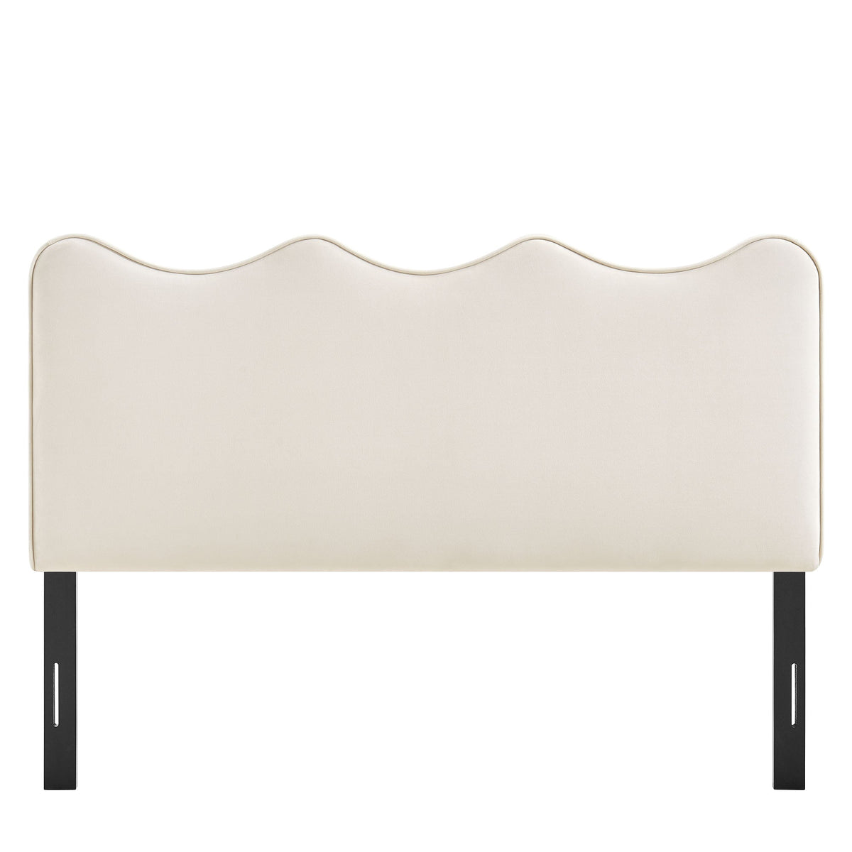 Athena stain-resistant velvet headboard by Modway in ivory with curved top and black metal legs on Tampa Home & Garden Store