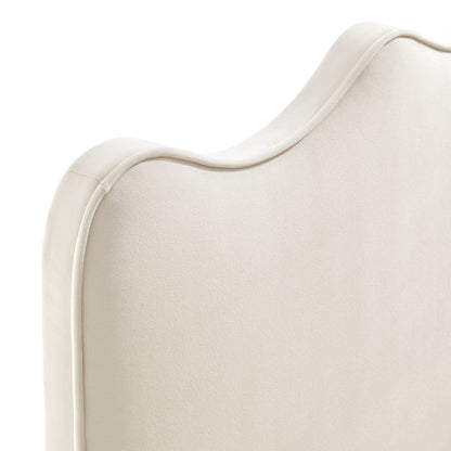 Athena stain-resistant performance velvet headboard in cream with curved edge detail on Tampa Home & Garden Store