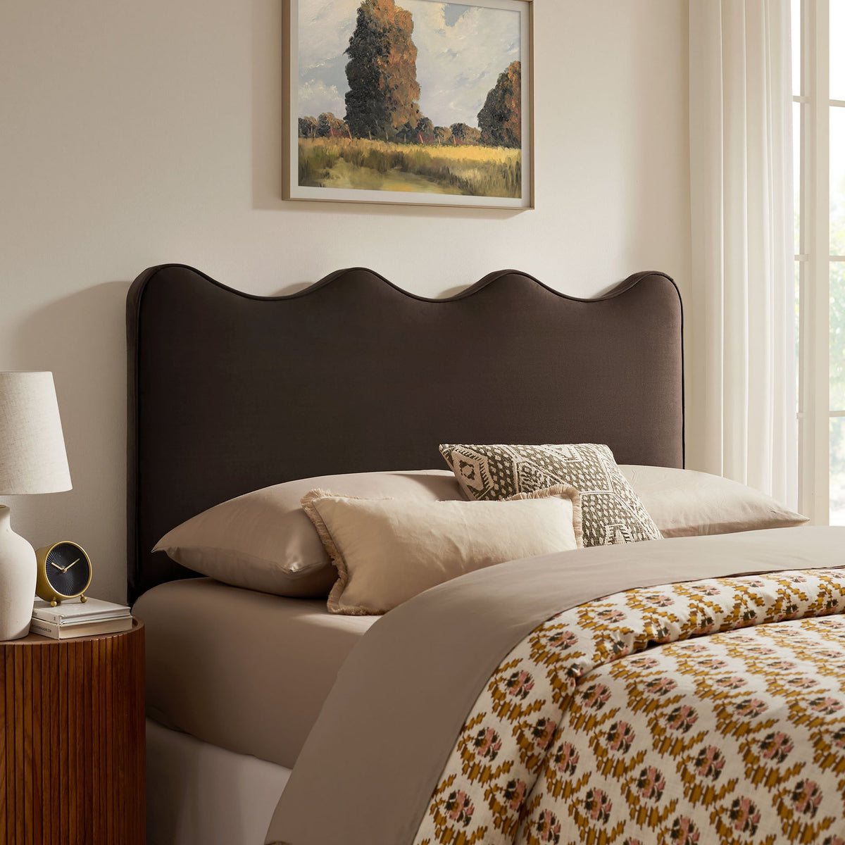 Athena stain-resistant performance velvet headboard in dark brown by Modway on Tampa Home & Garden Store