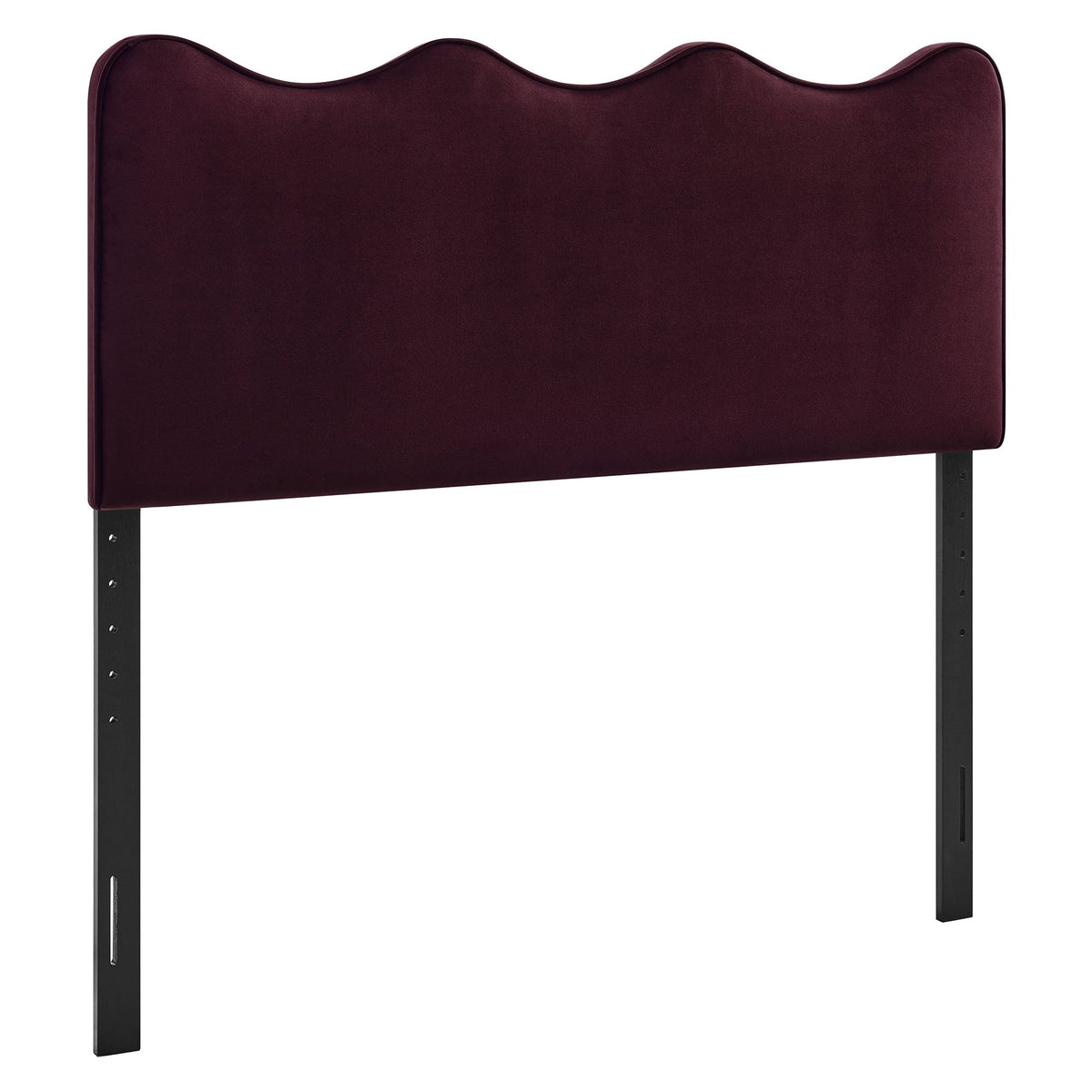 Athena stain-resistant velvet headboard in burgundy by Modway, curved top, black legs Garden on Tampa Home & Garden Store