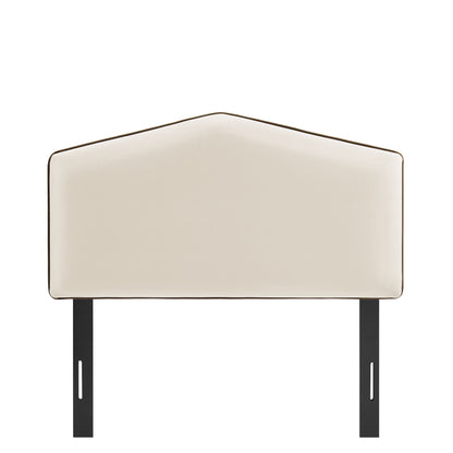 Cosette Performance Velvet Headboard cream with piping and black legs on Tampa Home & Garden Store