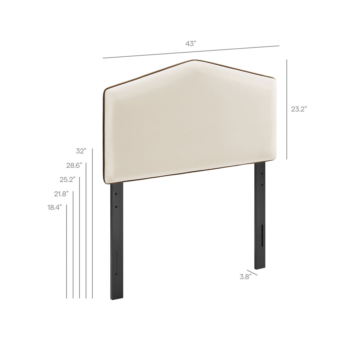 Cosette Performance Velvet Headboard ivory with brown piping on black metal frame Modway on Tampa Home & Garden Store