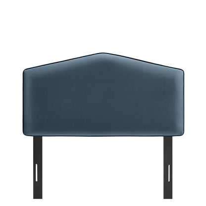 Cosette Performance Velvet Headboard by Modway; blue velvet headboard with black metal legs on Tampa Home & Garden Store