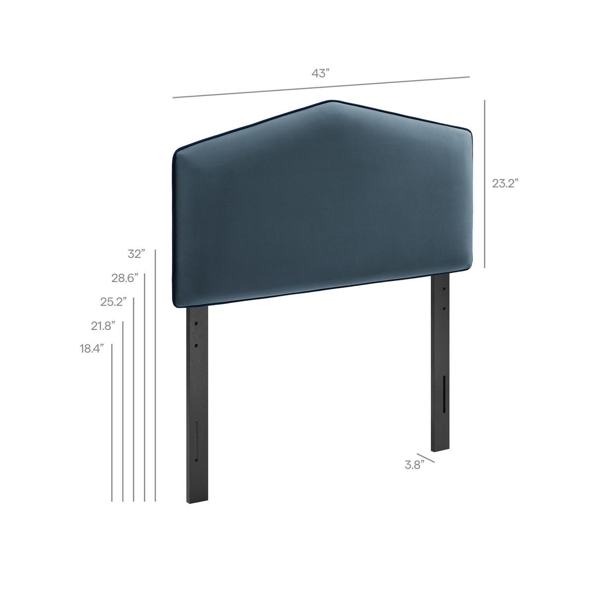 Cosette performance velvet headboard in blue with black metal frame by Modway on Tampa Home & Garden Store
