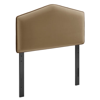 Cosette Performance Velvet Headboard by Modway in tan velvet with brown piping and black metal legs on Tampa Home & Garden Store