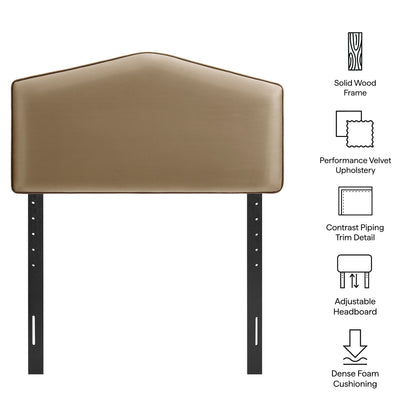 Cosette Performance Velvet Headboard by Modway tan velvet upholstery with black metal legs on Tampa Home & Garden Store