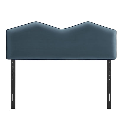 Cosette Performance Velvet Headboard by Modway blue velvet with piping on black metal rails on Tampa Home & Garden Store