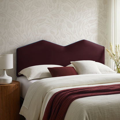 Cosette Performance Velvet Headboard by Modway burgundy velvet with blue piping in chic bedroom on Tampa Home & Garden Store