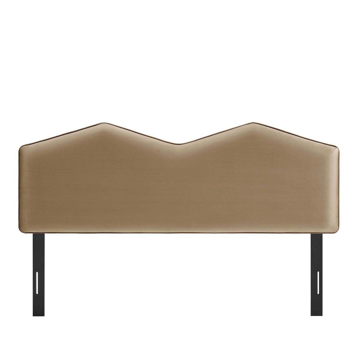 Cosette Performance Velvet Headboard tan velvet with curved top, black metal legs by Modway on Tampa Home & Garden Store