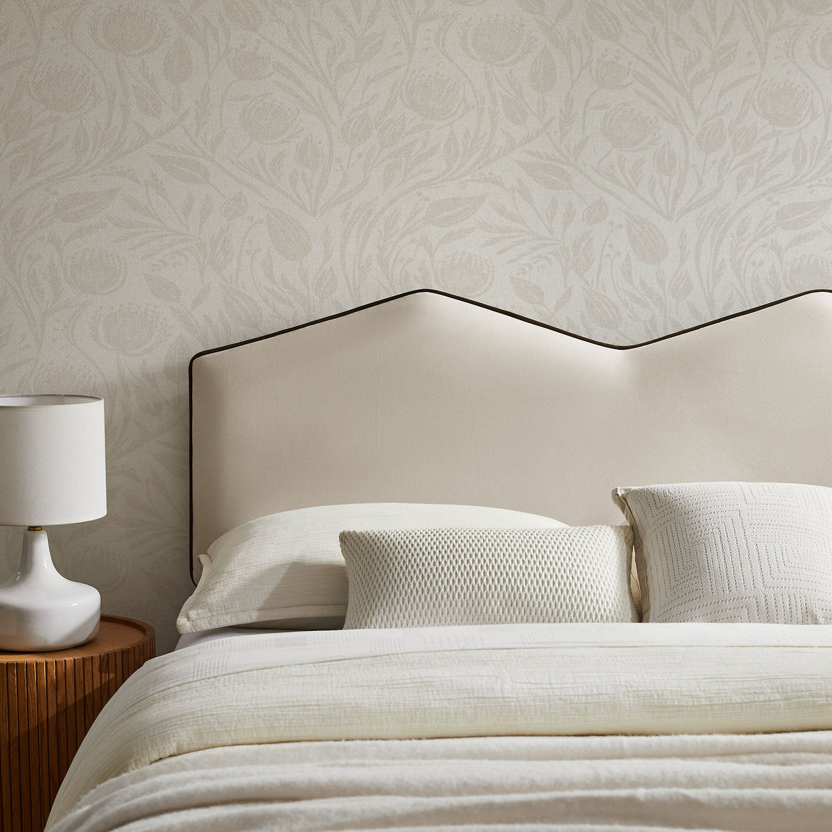 Cosette Performance Velvet Headboard by Modway in beige velvet with dark piping on Tampa Home & Garden Store