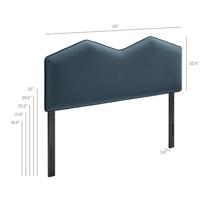 Cosette Performance Velvet Headboard blue velvet with curved wave-top silhouette by Modway on Tampa Home & Garden Store