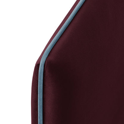 Cosette Performance Velvet Headboard by Modway, burgundy velvet with light blue piping on Tampa Home & Garden Store