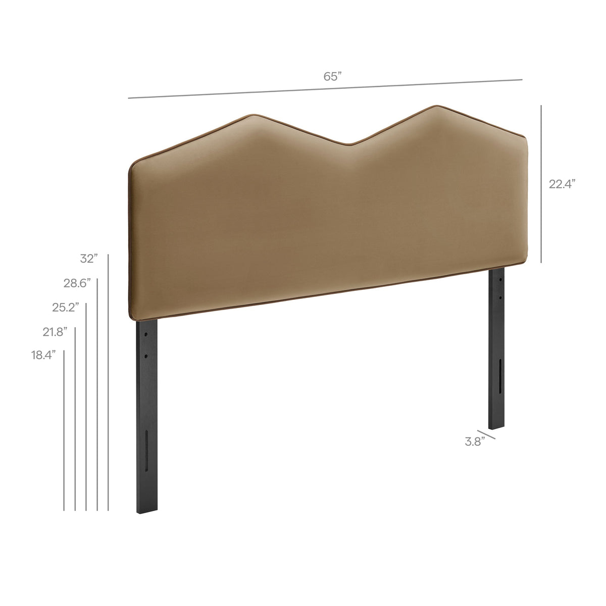 Cosette Performance Velvet Headboard in tan with curved top and black metal legs by Modway on Tampa Home & Garden Store