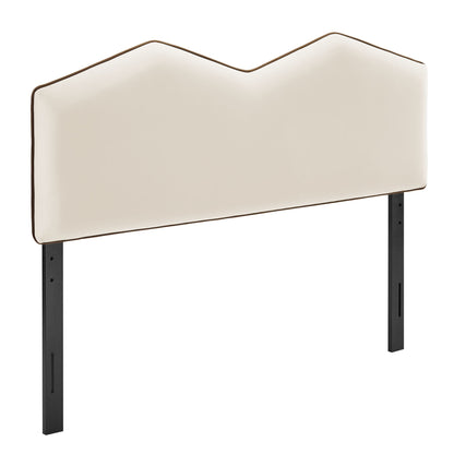 Cosette Performance Velvet Headboard by Modway in cream velvet with brown piping on Tampa Home & Garden Store