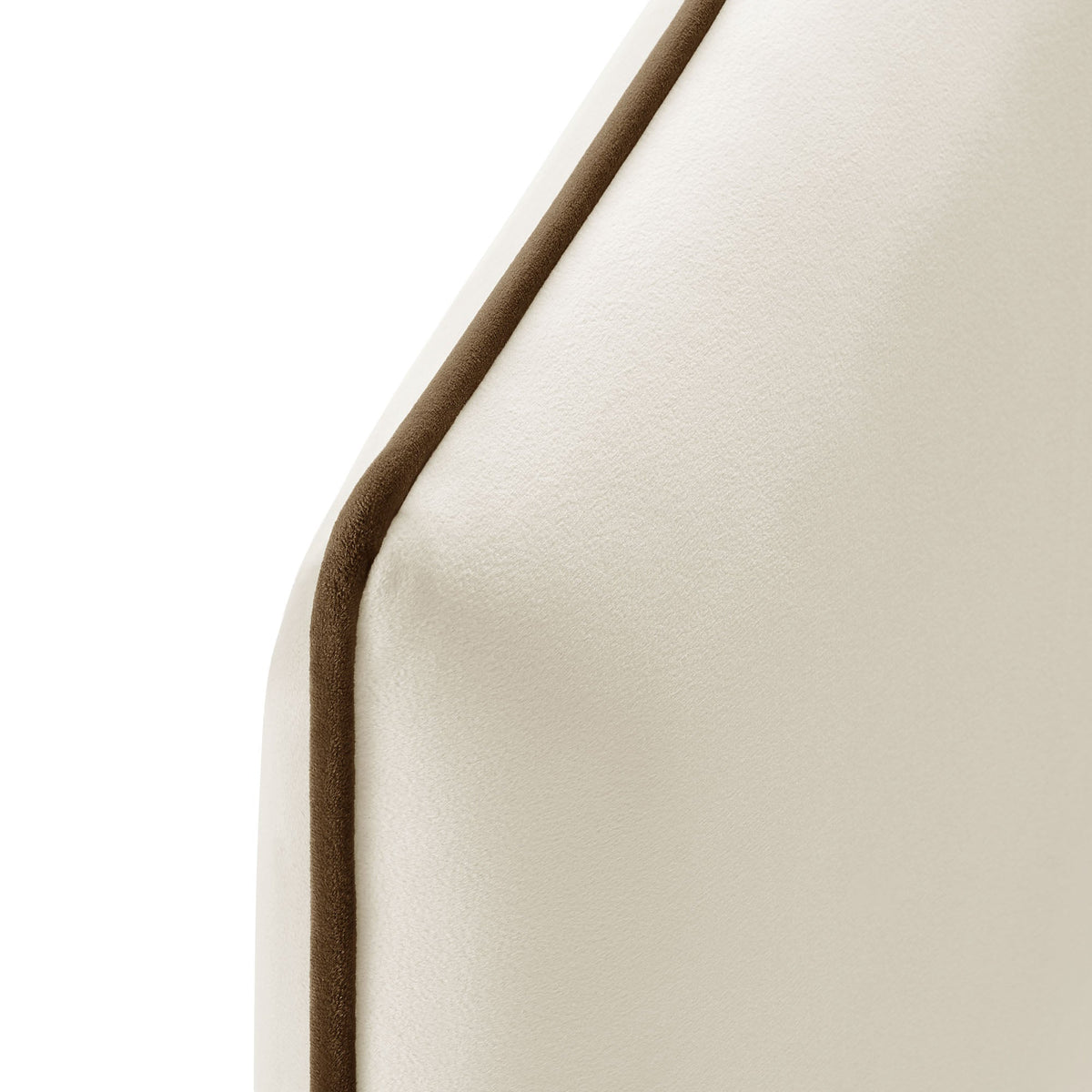 Cosette Performance Velvet Headboard beige velvet with brown piping on Tampa Home & Garden Store