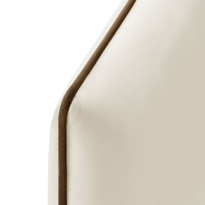 Cosette Performance Velvet Headboard beige velvet with brown piping on Tampa Home & Garden Store