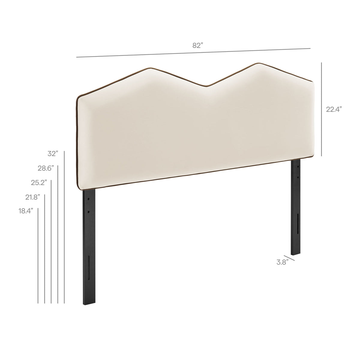 Cosette Performance Velvet Headboard in cream velvet with brown piping and legs by Modway on Tampa Home & Garden Store