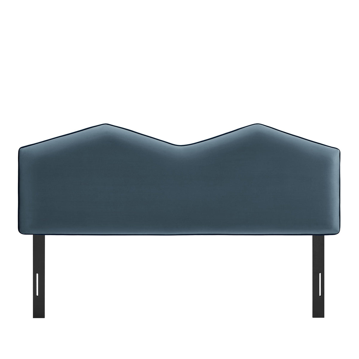 Cosette Performance Velvet Headboard blue velvet with black metal legs on Tampa Home & Garden Store