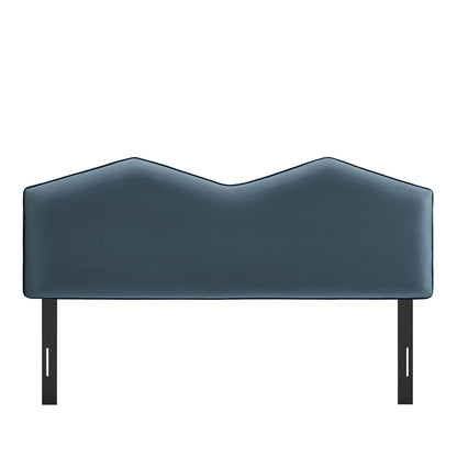 Cosette Performance Velvet Headboard blue velvet with black metal legs on Tampa Home & Garden Store