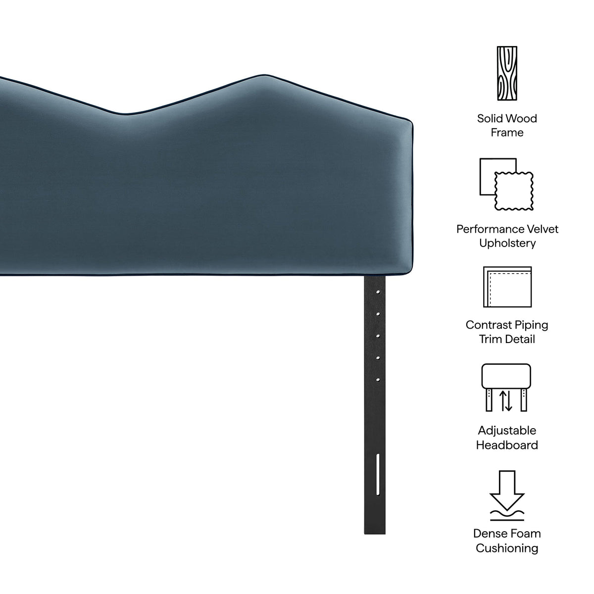 Cosette Performance Velvet Headboard blue velvet upholstery with solid wood frame on Tampa Home & Garden Store