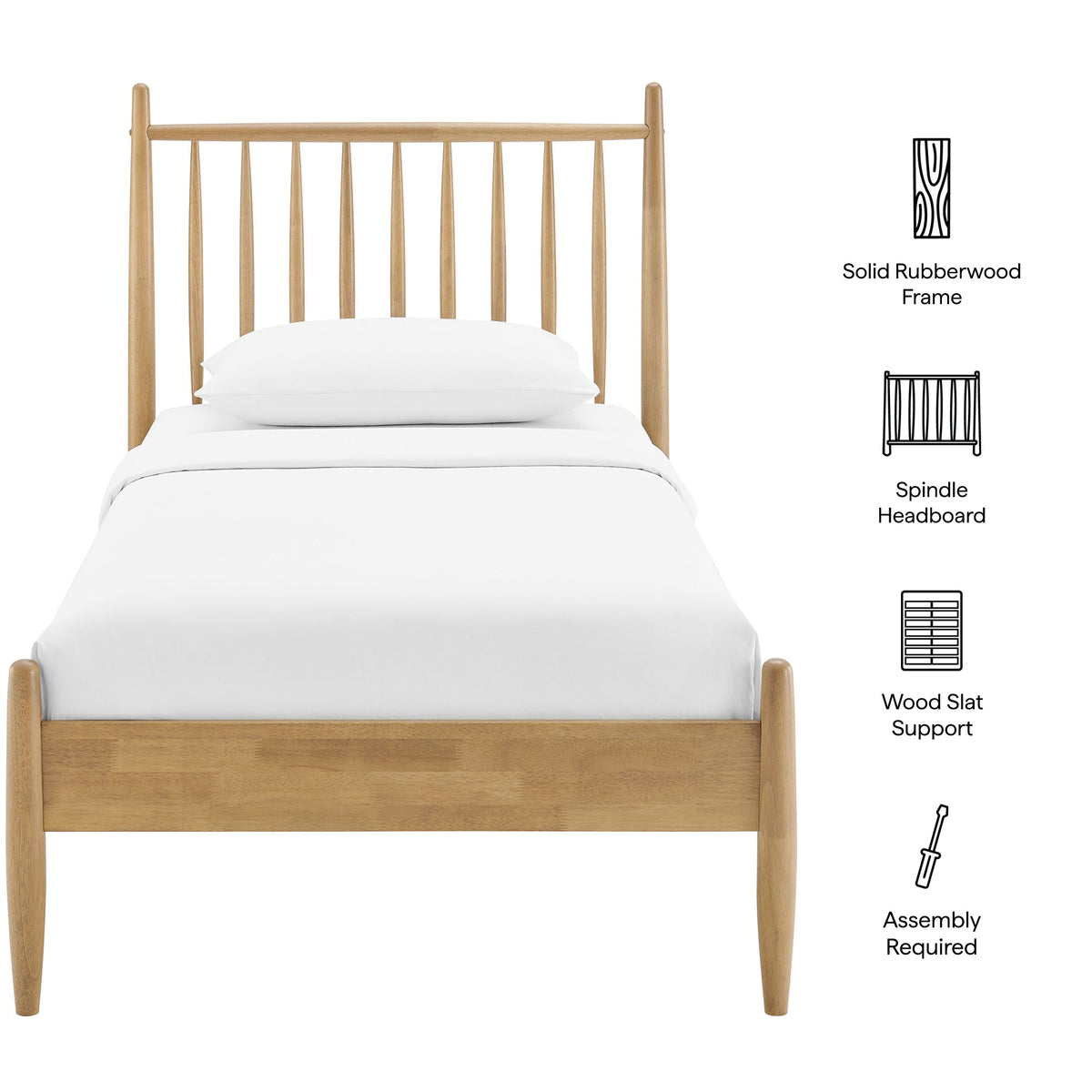Zane Spindle Bed Frame solid rubberwood natural finish by Modway on Tampa Home & Garden Store