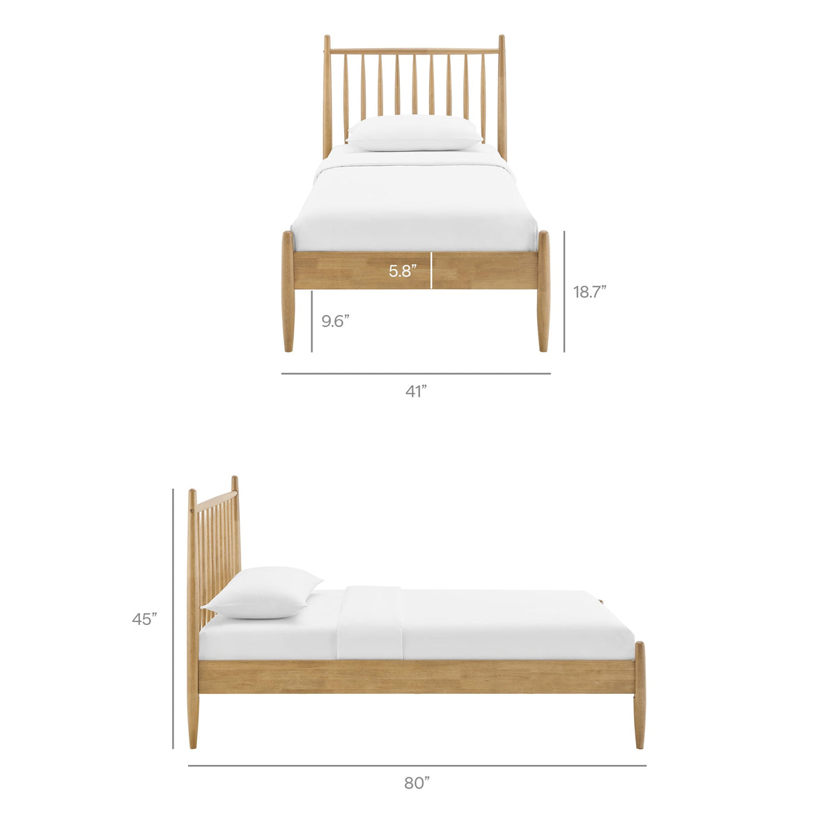 Zane Spindle Bed Frame by Modway in natural wood finish on Tampa Home & Garden Store