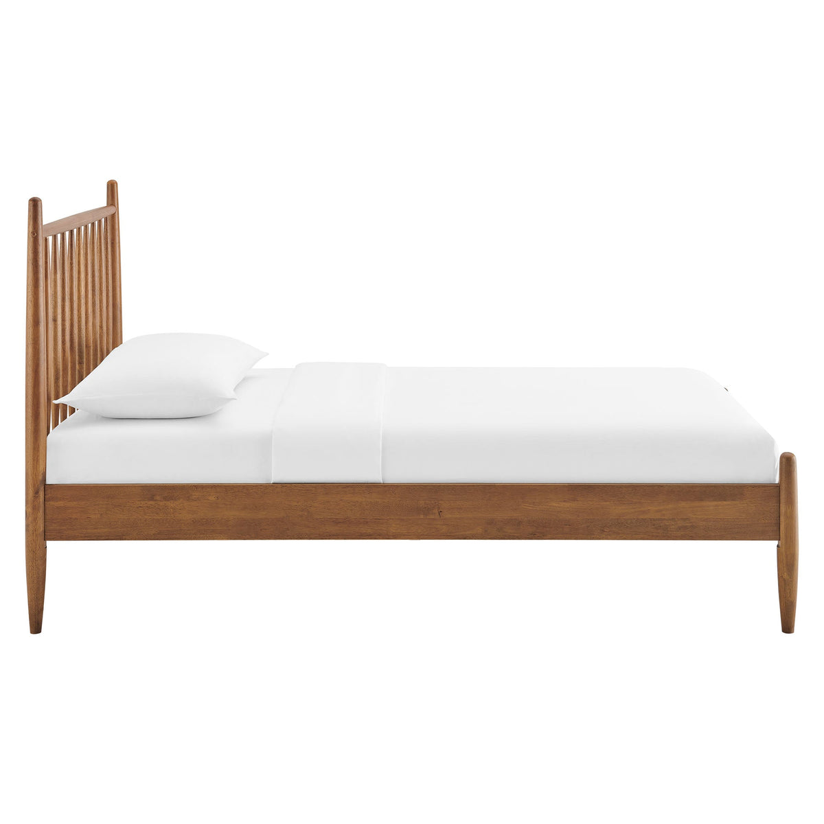 Zane Spindle Bed Frame by Modway, wooden bed with spindle headboard and white bedding on Tampa Home & Garden Store