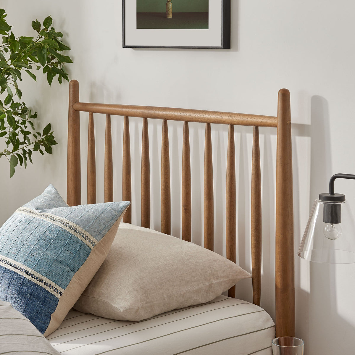 Zane spindle bed frame by Modway, natural wood finish with rounded spindle posts on Tampa Home & Garden Store