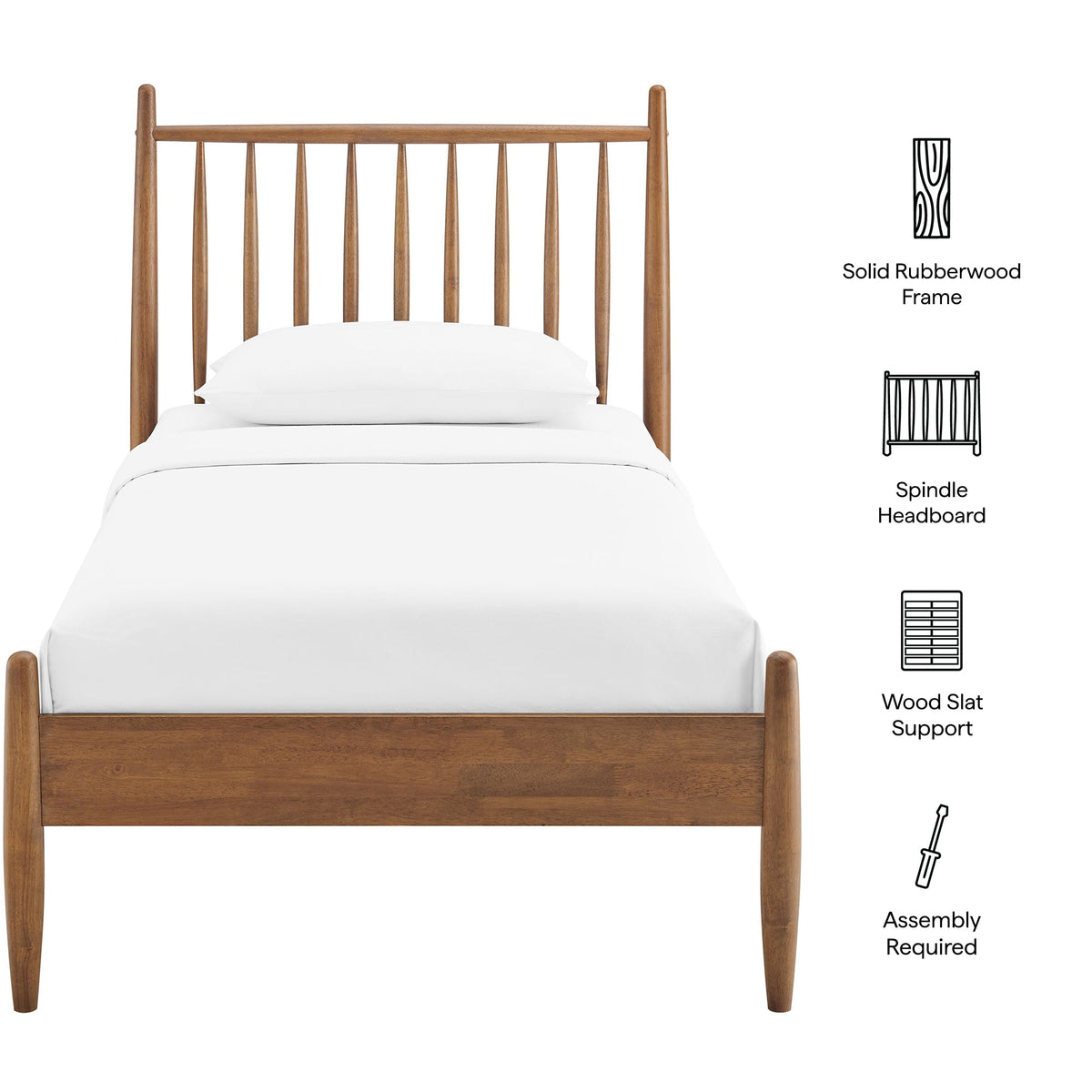 Zane Spindle Bed Frame by Modway, natural solid rubberwood frame with spindle headboard on Tampa Home & Garden Store