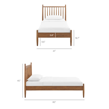 Zane Spindle Bed Frame by Modway in warm wood with spindle headboard and footboard HouseOfZazla on Tampa Home & Garden Store