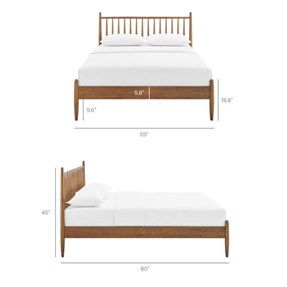 Zane Spindle Bed Frame by Modway, brown wooden bed with spindle headboard and footboard on Tampa Home & Garden Store