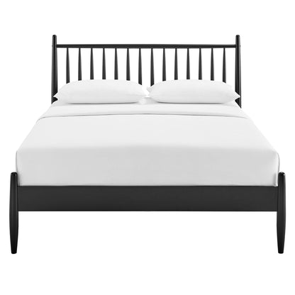 Zane Spindle Bed by Modway, black metal frame with white bedding on Tampa Home & Garden Store