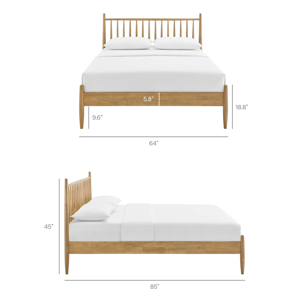 Zane Spindle Bed by Modway, natural oak wood, spindle headboard, HouseOfZazla on Tampa Home & Garden Store