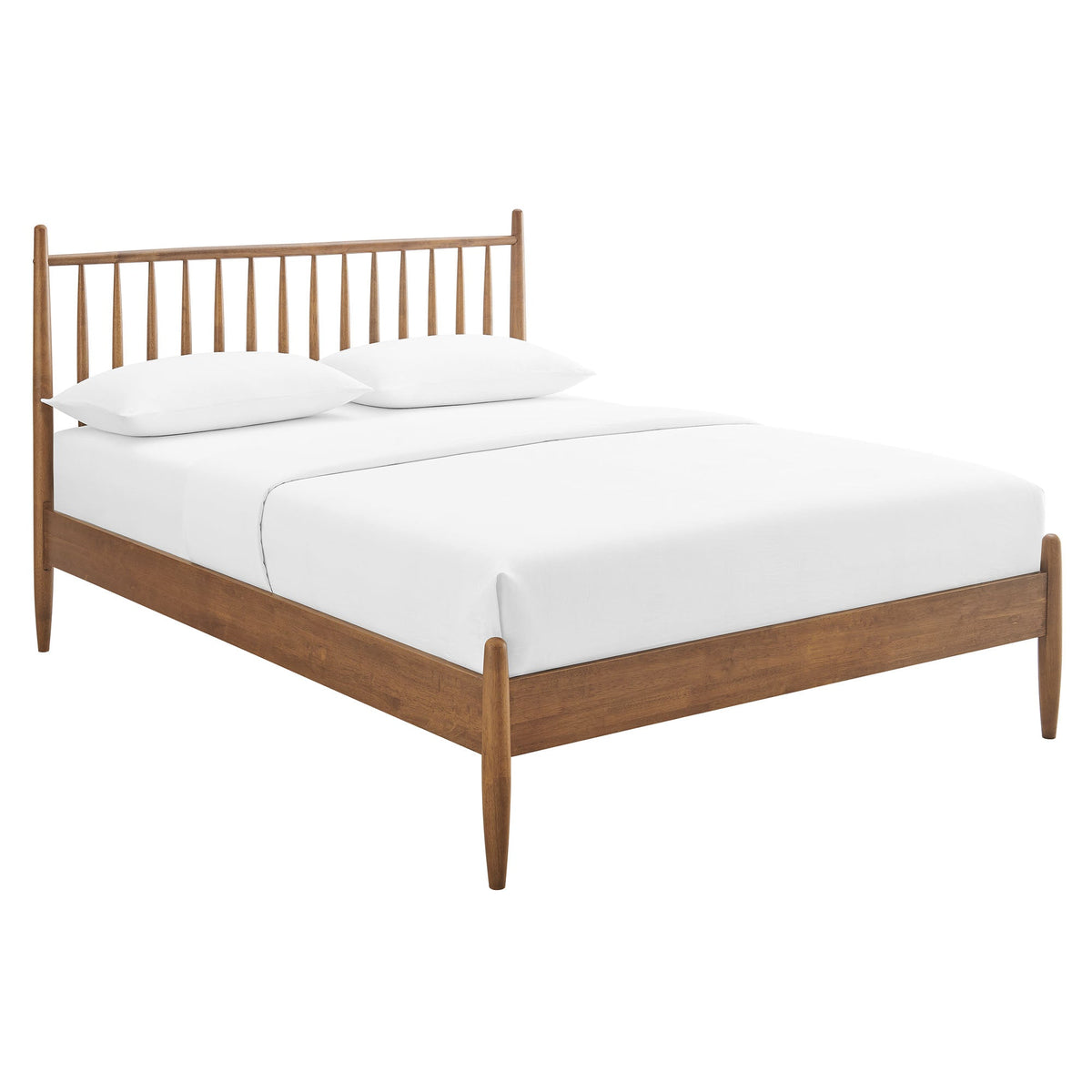 Zane Spindle Bed by Modway wooden bed with spindle headboard natural finish, white bedding on Tampa Home & Garden Store