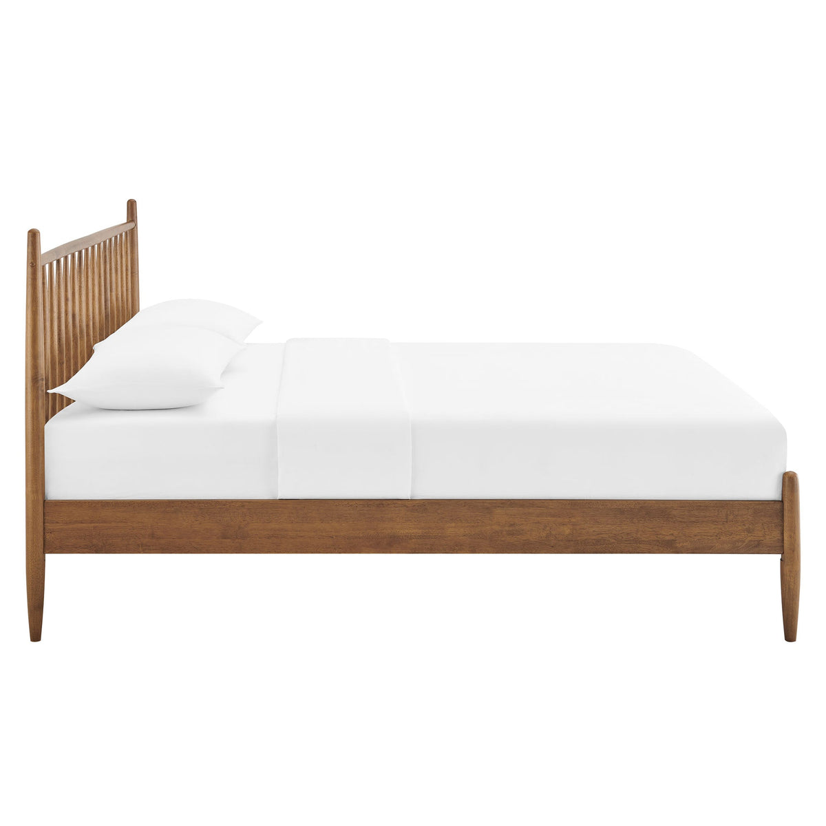 Zane Spindle Bed by Modway wooden spindle bed frame with natural finish and white bedding on Tampa Home & Garden Store
