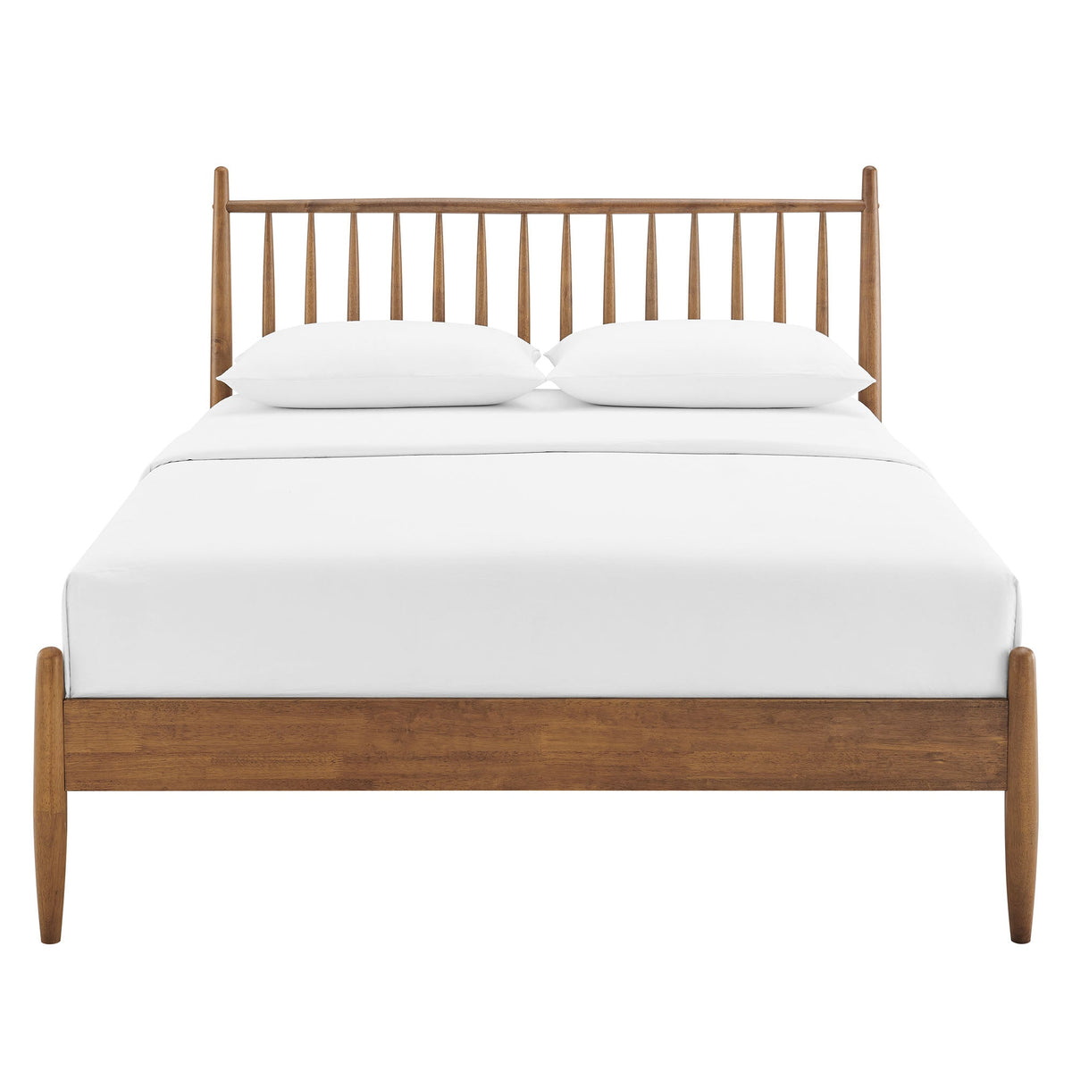 Zane Spindle Bed by Modway wooden frame with spindle headboard and white bedding, two pillows on Tampa Home & Garden Store