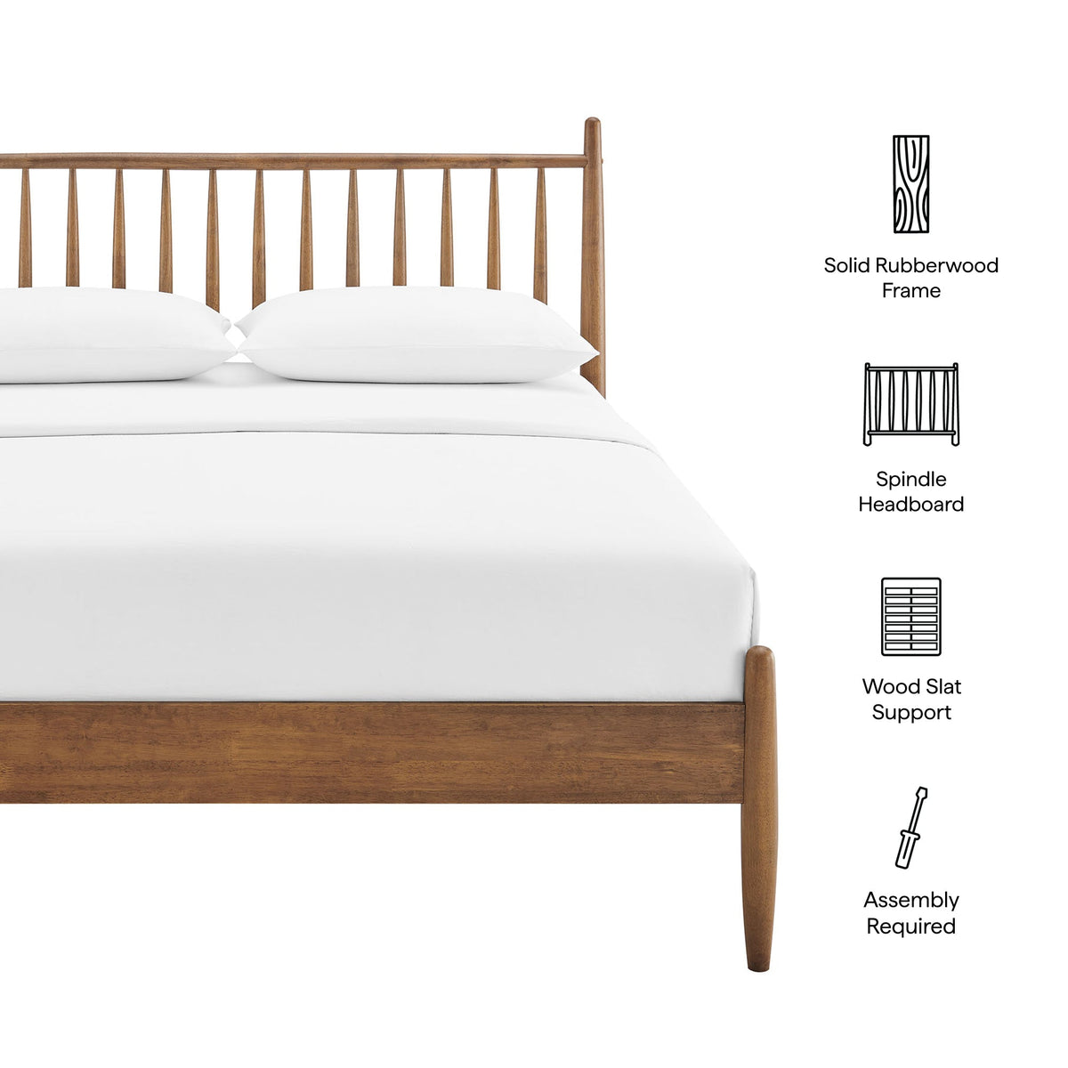 Zane Spindle Bed by Modway with solid rubberwood frame and spindle headboard on Tampa Home & Garden Store