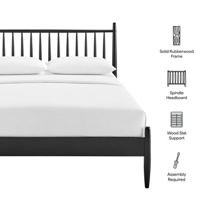 Zane Spindle Bed with black solid rubberwood frame and spindle headboard on Tampa Home & Garden Store